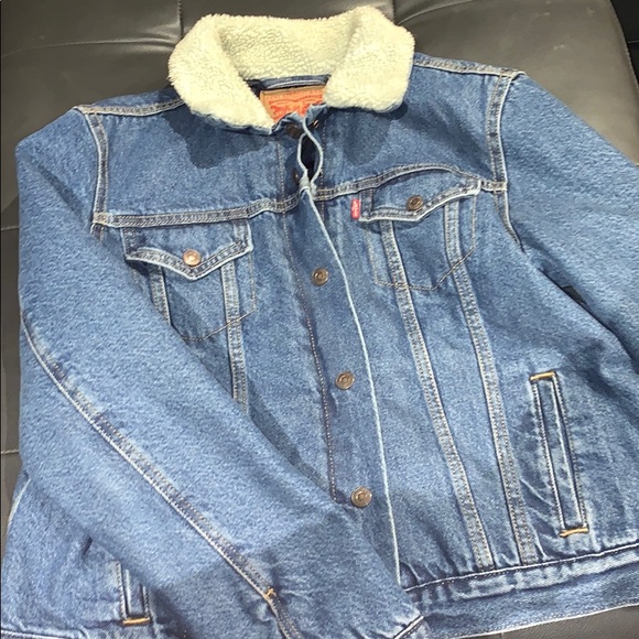 fleece lined collar denim jacket